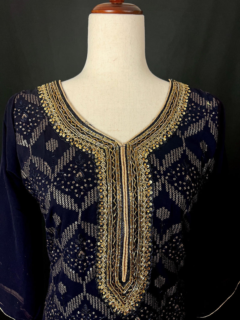 Readymade Navy Blue Color Georgette Salwar Kameez for Women with Handwork Work and Heavy Dupatta | Blue Color Indian Party Wear Dresses - Kaash