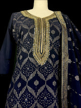Readymade Navy Blue Color Georgette Salwar Kameez for Women with Handwork Work and Heavy Dupatta | Blue Color Indian Party Wear Dresses - Kaash