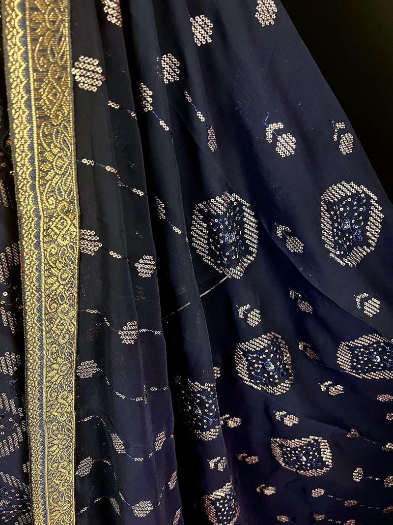 Readymade Navy Blue Color Georgette Salwar Kameez for Women with Handwork Work and Heavy Dupatta | Blue Color Indian Party Wear Dresses - Kaash