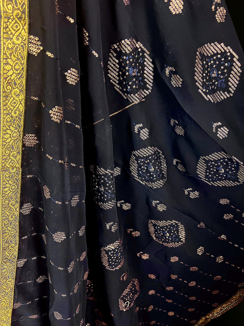Readymade Navy Blue Color Georgette Salwar Kameez for Women with Handwork Work and Heavy Dupatta | Blue Color Indian Party Wear Dresses - Kaash