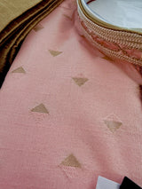 Pastel Light Pink (with Peach Tint) men's kurta pajama in raw silk with hand embroidery & mirror work on neckline — Kaash Collection