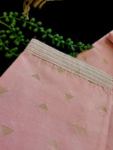 Pastel Light Pink (with Peach Tint) men's kurta pajama in raw silk with hand embroidery & mirror work on neckline — Kaash Collection