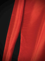 Readymade Saffron Color Raw Silk Men Short Kurta - Kaash
