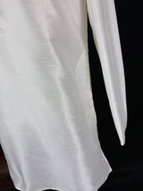 Readymade White Color Raw Silk Men Short Kurta - Kaash