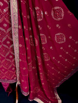 Wine readymade salwar kameez for women — pure georgette kameez, pant bottom, soft georgette silk dupatta — Kaash Collection