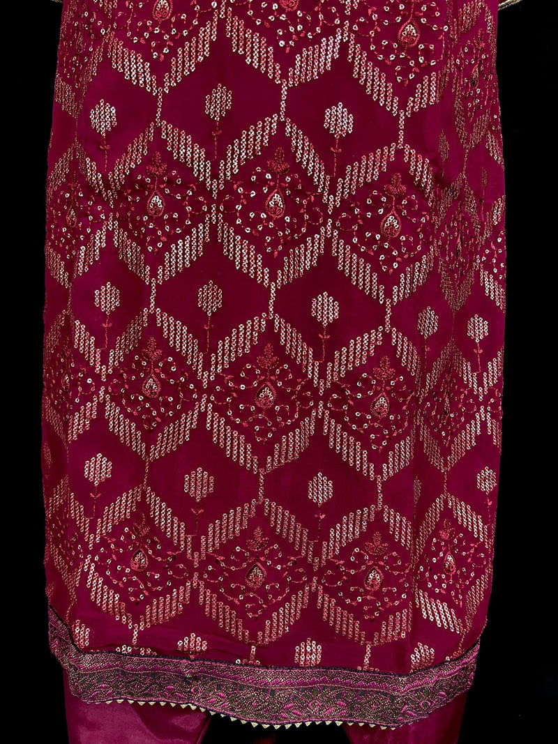 Readymade Wine Color Georgette Salwar Kameez for Women with Handwork Work and Heavy Dupatta | Wine Color Indian Party Wear Dresses - Kaash