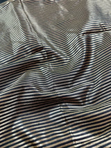 Red and Black Color Handloom Linen Jamdani Silk Saree with Striped Borders - Kaash