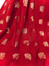Red & Purple Banarasi saree in pure banarasi semi katan silk with copper zari weave with floral pattern — Kaash Collection