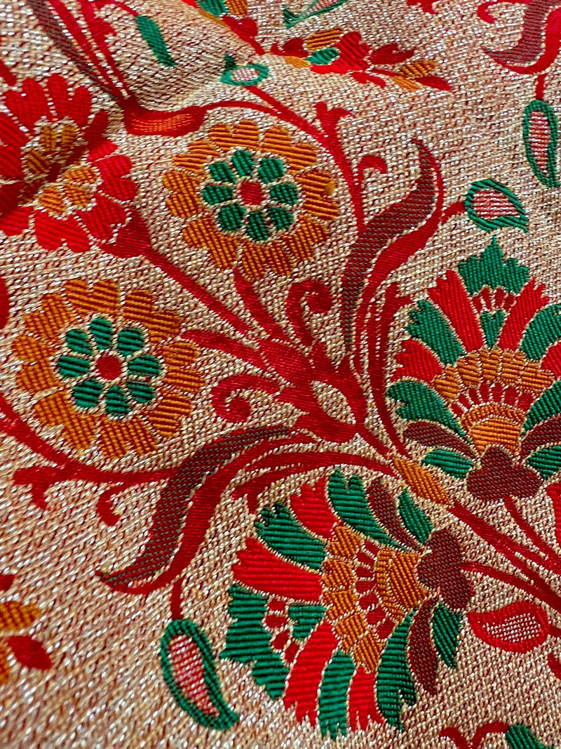 Red Color Banarasi Dupion Bandhani Silk Saree | Red Bandhej Saree | Authentic Bandhani Saree | Muted Zari Weave | Minakari Work - Kaash