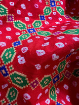 Red Color Banarasi Dupion Silk Saree | Red Bandhej Saree | Minakari Work | Muted Zari Weave | Authentic Bandhani Saree - Kaash