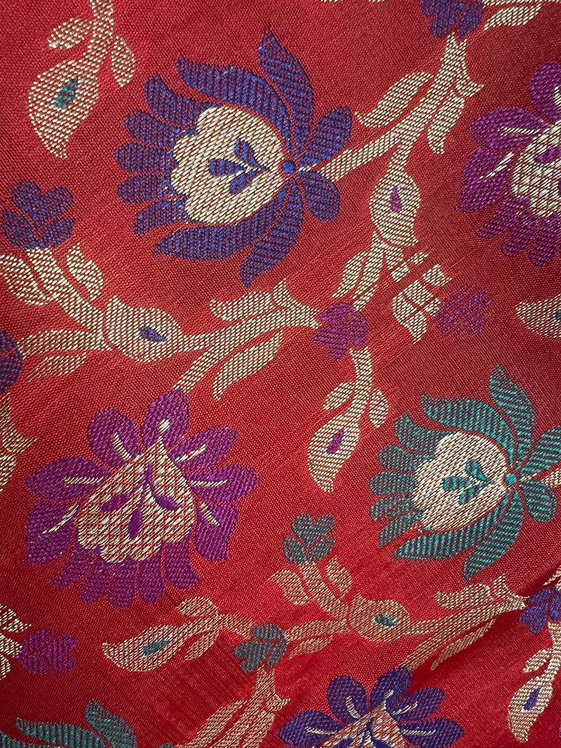 Red Color Banarasi Silk Dupatta - Floral Jaal with Meenakari - Gold Zari Weaving Dupatta - Dupatta Gift For Her - Dupatta for Lehenga - Kaash