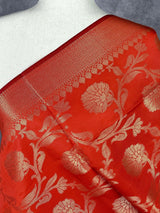 Red Banarasi Floral Jaal dupatta in soft silk (non-pure) with floral jaal with zari weaving — Kaash Collection