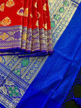 Red Color Banarasi Soft Silk Saree with Buttas and Meenakari Work - Kaash