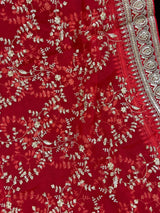 Red Color Organza Dupatta with Embroidery, Sequin and Zari - Kaash