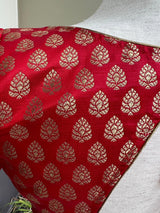 Red Pure Banarasi ready-to-wear blouse with gold buttis with princess cut — Kaash Collection