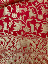 Red Color Shikargah Dupatta Semi Banarasi Silk Dupatta - Kaash
