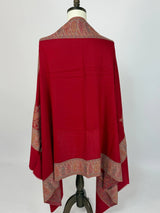 Red wool Kashmiri shawl with soft kashmiri weave — Kaash Collection