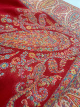 Red wool Kashmiri shawl with soft kashmiri weave — Kaash Collection