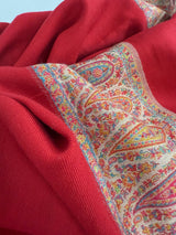 Red wool Kashmiri shawl with soft kashmiri weave — Kaash Collection