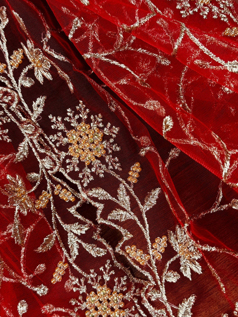 Red Soft Net Dupatta | Kaash Collection