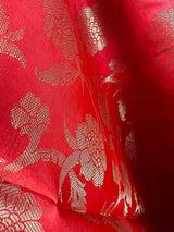 Red Soft Silk Floral Banarasi dupatta in soft silk (non-pure) with floral jaal with gold zari — Kaash Collection