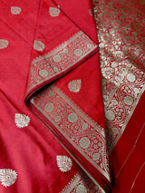 Red Color Soft Silk Saree with Gold Zari Weave - Kaash