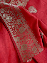 Red Color Soft Silk Saree with Gold Zari Weave - Kaash