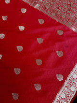 Red Color Soft Silk Saree with Gold Zari Weave - Kaash