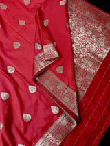Red Color Soft Silk Saree with Gold Zari Weave - Kaash