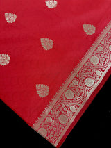 Red Color Soft Silk Saree with Gold Zari Weave - Kaash