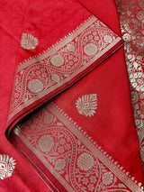 Red Color Soft Silk Saree with Gold Zari Weave - Kaash