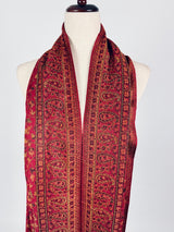 Red viscose blend wool Kashmiri shawl with chinar leaves pattern — Kaash Collection