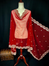 Red Soft Net with Mirrors dupatta in soft net with silver zari with artificial mirrors — Kaash Collection