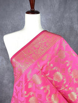 Rose Pink Banarasi Designer Floral dupatta in banarasi silk (non-pure) with floral jaal with zari weaving — Kaash Collection