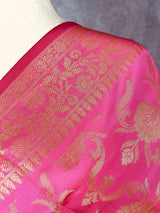 Rose Pink Banarasi Designer Floral dupatta in banarasi silk (non-pure) with floral jaal with zari weaving — Kaash Collection