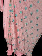 Rose Pink Color Salwar Kameez with Dupatta - Embroidery, Mirror and Stone Work - Handwork 3pcs Suit for Women - Designer Dupatta Suit - Kaash
