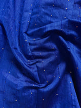 Royal Blue & Mehendi Green Sequin saree in cotton silk with tiny sequin & thread work with gicha panels — Kaash Collection