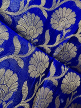 Royal Blue Semi Silk Floral Jaal dupatta in semi silk (non-pure) with floral jaal with muted gold zari — Kaash Collection