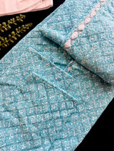 Sea Blue Color Chikankari Embroidery Kurta for Men - Kaash