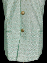 Sea Green men's Nehru/Modi jacket in cotton silk with embroidery & sequin work — Kaash Collection