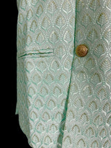 Sea Green men's Nehru/Modi jacket in cotton silk with embroidery & sequin work — Kaash Collection