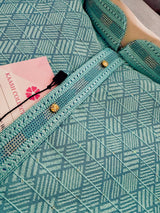 Sea Green with Blue Base men's kurta pajama in silk (non-pure) with all-over tiny sequin work — Kaash Collection