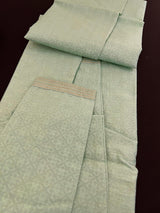 Sea Green men's kurta pajama in raw silk (non-pure) with self-weave with embroidery lace on neckline — Kaash Collection