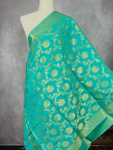 Sea Green Banarasi Floral Jaal dupatta in banarasi silk (non-pure) with floral jaal with muted gold zari — Kaash Collection