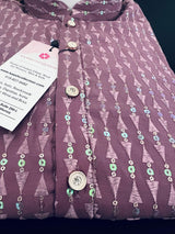 Sea Lavender men's kurta pajama in premium silk with all-over sequin & embroidery on premium silk — Kaash Collection