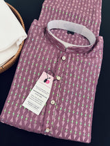 Sea Lavender men's kurta pajama in premium silk with all-over sequin & embroidery on premium silk — Kaash Collection