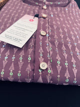 Sea Lavender men's kurta pajama in premium silk with all-over sequin & embroidery on premium silk — Kaash Collection
