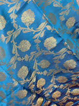 Sky Blue Banarasi Floral Jaal dupatta in banarasi silk (non-pure) with floral jaal with muted gold zari — Kaash Collection