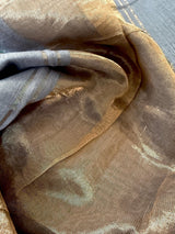 Slate Grey Cotton Tissue saree in cotton with floral embroidery with tissue borders — Kaash Collection