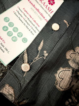 Slate Grey men's kurta pajama in cotton silk with floral digital prints — Kaash Collection